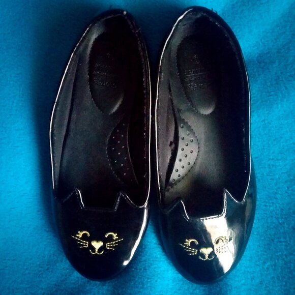 Little girl's size 13 George Extra Comfort black flats - Picture 1 of 4